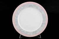 Набор тарелок Thun Яна Серый мрамор с розовым кантом 21см (6 шт)