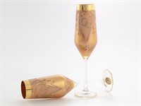 Свадебный набор из 2-х бокалов для шампанского Bohemia лепка золотая E-S