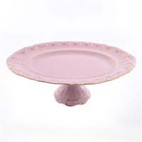 Блюдо овальное на ножке Leander Соната мелкие цветы розовый фарфор 36 см