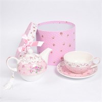 Подарочный набор Royal Classics 3 предмета (чайник + кружка + блюдце) Розовый