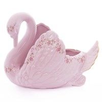 Статуэтка Лебедь Leander Соната Мелкие цветы Розовый фарфор