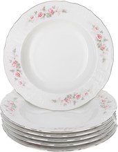 Набор тарелок глубоких 23 см Bernadotte декор "Бледная роза, отводка платина" (6 штук)