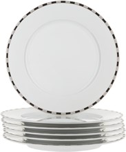 Набор тарелок мелкая "Opal" 25 см 6 штук; декор "Платиновые пластинки"; отводка платина