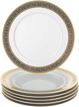 Набор тарелок мелкая 25 см 6 штук; "Opal" декор "Широкий кант платина, золото"