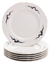 Набор тарелок мелкая 25 см 6 шт; "Bernadotte",  декор "Синие вензеля"