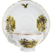 Набор чайных пар 205 мл Bernadotte декор "Охотничьи сюжеты" (6 пар) низкая чашка 