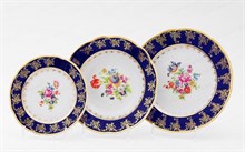 Набор тарелок на 6 персон "Полевой цветок" Кобальт Leander 18 предметов