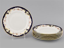 Набор тарелок десертных 19 см "Бледные цветы" Кобальт Leander (6 штук)