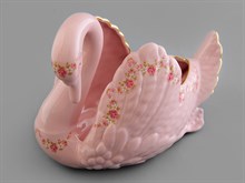 Конфетница Лебедь Leander "Мелкие цветы" розовый фарфор