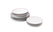 Набор тарелок на 4 персоны "HYGGELYNE" Розовые узоры Leander 12 предметов