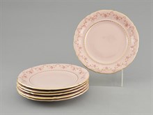 Набор тарелок десертных 19 см "Мелкие цветы, Соната" розовый фарфор Leander (6 штук)