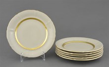 Набор тарелок десертных 19 см "Золотая полоска, слоновая кость" Соната Leander (6 штук)