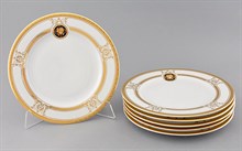 Набор тарелок мелких 25см "Gold Head" Белый декор Leander (6 штук)