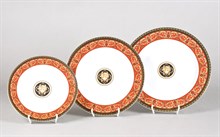 Набор тарелок на 6 персон "Gold Head" Красный декор Leander 18 предметов