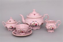 Сервиз чайный на 6 персон "Соната, Полевые цветы" Leander розовый фарфор 15 предметов