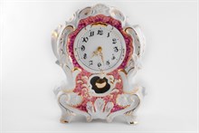 Часы каминные 32 см "Розовый мрамор" отводка золото Leander
