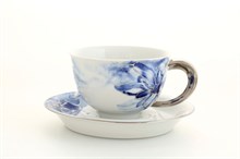 Чашка с блюдцем 350 мл "Цветочная коллекция" Келт Leander (декор синий с платиновым)