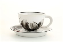 Чашка с блюдцем 350 мл "Цветочная коллекция" Келт серая Leander (серый декор)