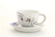 Чашка с блюдцем 350 мл "Цветочная коллекция" Келт Leander (декор серый с фиолетовым)