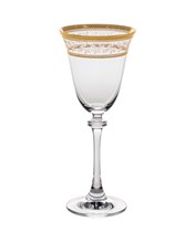 Набор бокалов для белого вина "ASIO" 185 мл "Панто, 2 отводки золото" Crystalite Bohemia (6 штук)