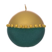 Свеча круглая Adpal Goldie диаметр 10 см металлик золотой/велюр зеленый