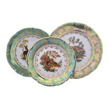 Набор тарелок Repast Охота зеленая Мария-тереза 18 предметов