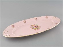 Блюдо овальное 55,5 см "Соната, Бледные цветы" розовый фарфор Leander
