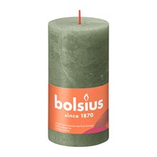 Свеча рустик Bolsius Shine 130/68 оливковый - время горения 60 часов
