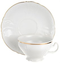 Набор чайных пар 200 мл Bernadotte Отводка золото (6 пар) низкая чашка