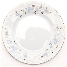 Тарелка мелкая 25 см  (1шт)  Rococo, декор "Голубые цветы,отводка золото" Cmielow