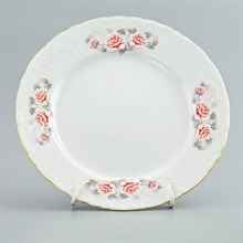 Тарелка десертная 17см (1шт) Rococo, декор "Бледные розы, отводка золото" Cmielow