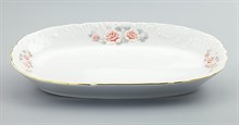 Блюдо овальное 29см декор Rococo, "Бледные розы,отводка золото" Cmielow