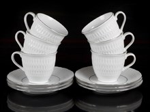 Набор чайных пар 220 мл (6 штук) Sofia, декор "Двойная отводка платиной" Cmielow