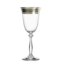 Набор бокалов для вина Анжела 185 мл (6 штук), декор "Панто платина, золото" Crystalex
