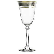 Набор бокалов для вина Анжела 250 мл (6 штук), декор "Панто платина, золото" Crystalex