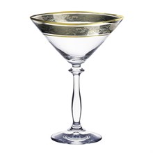 Набор бокалов для мартини Анжела 285 мл (6 штук), декор "Панто платина, золото" Crystalex