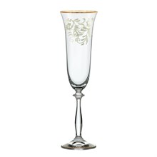 Набор бокалов для шампанского Анжела 190 мл (6 штук), декор "Отводка золото, цветочный орнамент" Crystalex