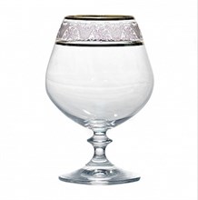 Набор бокалов для бренди Анжела 400 мл (6 штук), декор "Отводка золото, узор 437586" Crystalex