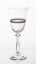 Набор бокалов для вина Анжела 250 мл (6 штук), декор "Платиновые кружева, широкий кант" Crystalex
