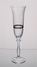 Набор бокалов для шампанского Анжела 190 мл (6 штук), декор "Платиновые кружева, широкий кант" Crystalex