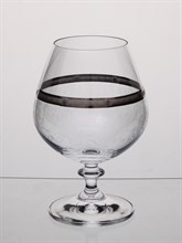 Набор бокалов для бренди Анжела 400 мл (6 штук), декор "Платиновые кружева,широкий кант" Crystalex