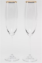 Набор бокалов для шампанского Грандиосо 230 мл (2 штуки), "Двойная отводка золото" Crystalex