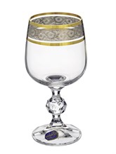 Набор бокалов для вина Клаудия 230 мл (6 штук), декор "Панто платина, золото" Crystalex