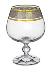 Набор бокалов для бренди Клаудия 250 мл (6 штук), декор "Панто платина, золото" Crystalex