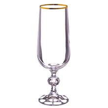 Набор бокалов для шампанского Клаудия 180 мл (6 штук), декор "Отводка золото" Crystalex