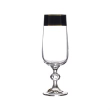 Набор бокалов для шампанского черное с золотом Bohemia Клаудия 180 мл (6 шт)