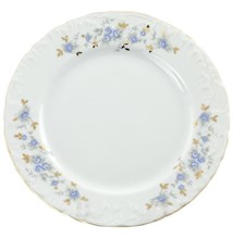 Набор тарелок обеденных 26 см (6 штук) Rococo, декор "Голубые цветы, отводка золото" Cmielow