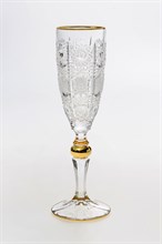 Набор бокалов для шампанского "500PK", декор "Отводка золото, золотой шар" шлифовка  180 мл (набор 6 шт.) хрусталь, Bohemia Jihlava