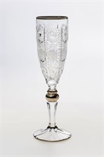 Набор бокалов для шампанского  "500PK", декор "Отводка платина, платиновый шар", шлифовка; 180 мл (набор 6 шт.), хрусталь, Bohemia Jihlava