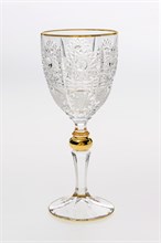 Набор бокалов для вина "500PK", декор "Отводка золото, золотой шар", шлифовка;  260 мл (набор 6 шт.), хрусталь, Bohemia Jihlava